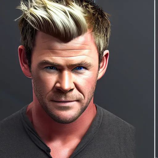 Image similar to chris hemsworth and gordon ramsay crossbreed, rendered in 3 d by xie boli, trending on artstation, 4 k, 8 k, photorealistic imagery, photorealistic details, intricate, highly detailed