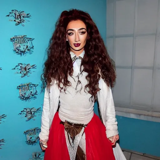 Prompt: Eleni Foureira dressed as Hermione