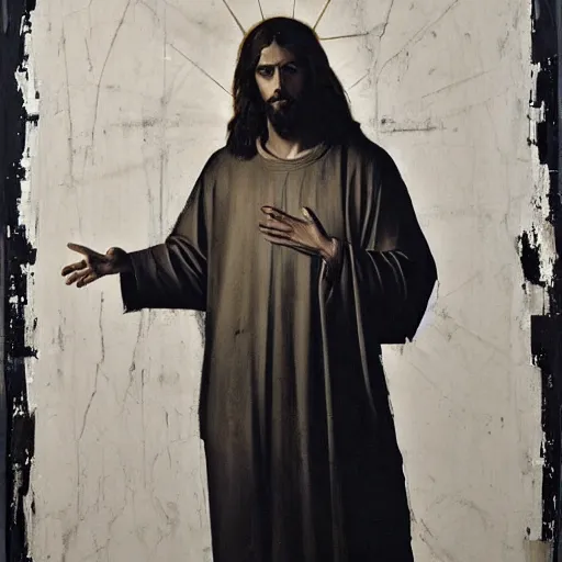 Image similar to jesus in nike streetwear by nicola samori, nike style