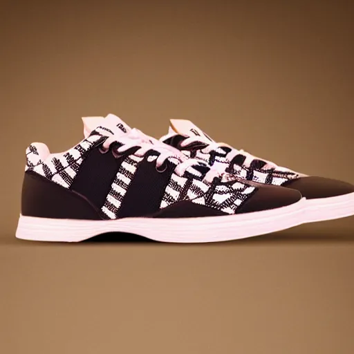 Image similar to sport shoes with checkerboard pattern, product photo, studio lighting, highly detailed