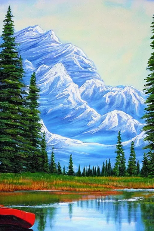 Image similar to bob ross painting of alberta canada