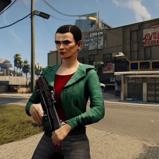 Prompt: eva elfie in gta 5 screensaver, game graphics, highly detailed, anotomically correct