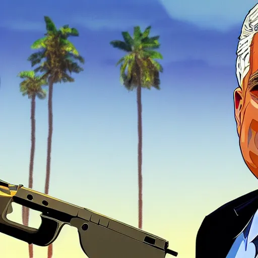 Prompt: Yair Lapid GTA 5 loading screen illustration