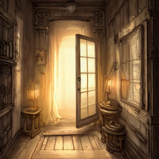 Image similar to a room with one hundred doors with latches, concept art, trending on artstation, highly detailed, intricate, sharp focus, digital art, 8 k