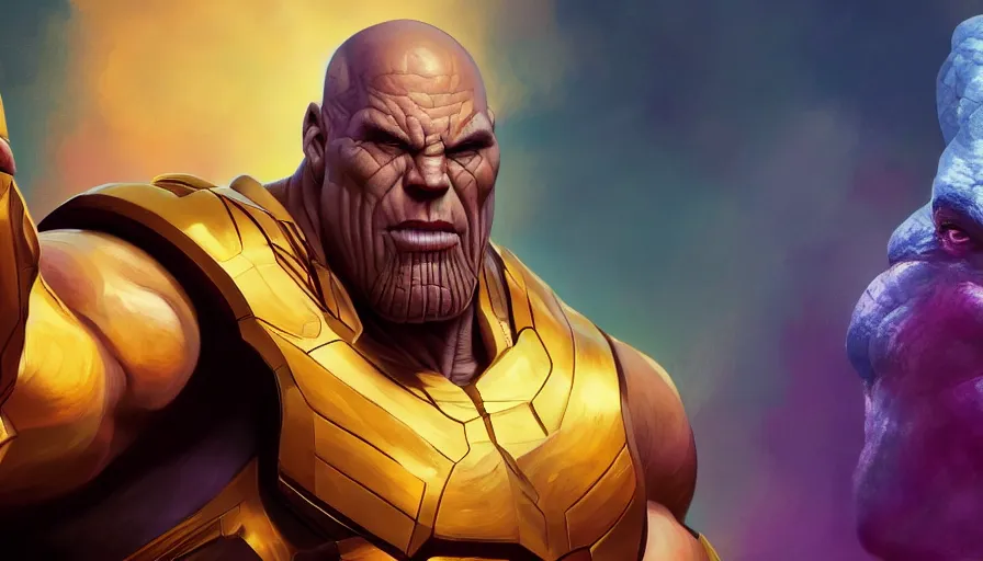 Prompt: Digital painting of The Rock as Thanos, hyperdetailed, artstation, cgsociety, 8k