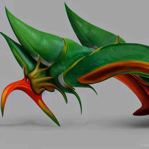 Prompt: a pokemon that looks like a nepenthes, with a bromeliad hair, digital art. trending on art station, unreal engine.