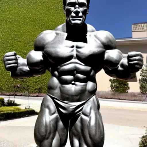 Prompt: a photo of a statue of arnold schwarzenegger made out of schwarzwalder kirschtorte