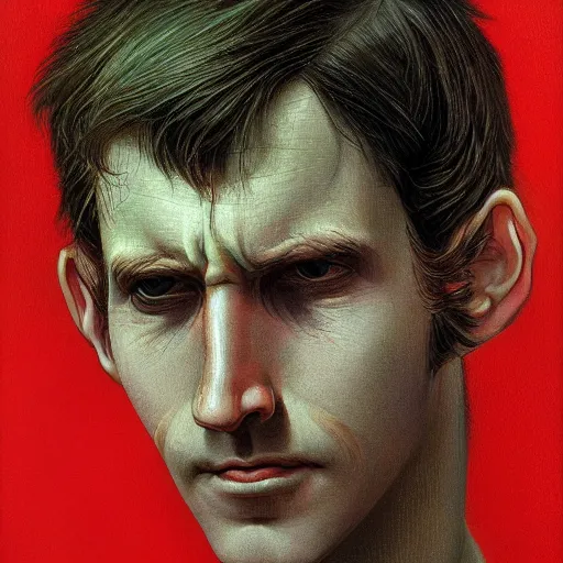 Prompt: a head - on portrait of a 2 0 - something engineering student, brown messy hair, by wayne barlowe