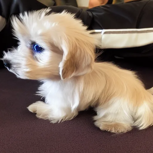 Prompt: maltese puppy dog, side view