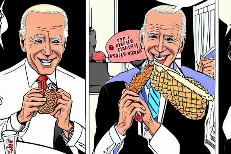 Prompt: Joe Biden eats ice cream, melts Americans, Junji Ito