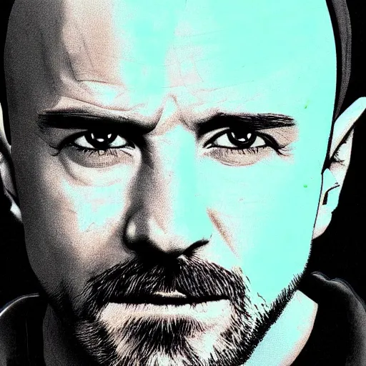 Prompt: breaking bad's jesse pinkman's head coming out of a meth blue mist, trending on artstation, profile pic, centered, accurate anatomy, highly detailed, digital art,