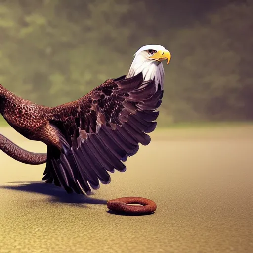 Image similar to an eagle fighting a snake , photorealistic, 4K