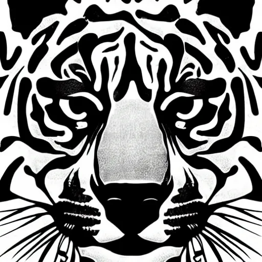 Prompt: surrealistic tiger face with bass clef and treble clef line art high quality, precise, high definition, 4 k