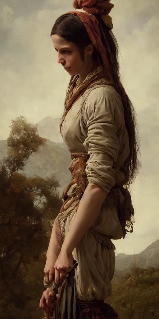 Image similar to the portrait of ( ( ( ( ( hunter schafer ) ) ) ) ) as a village peasant by roberto ferri, fantasy, beautiful, centered, intricate detail, girl, witcher, very detailed oil painting, masterpiece, 8 k