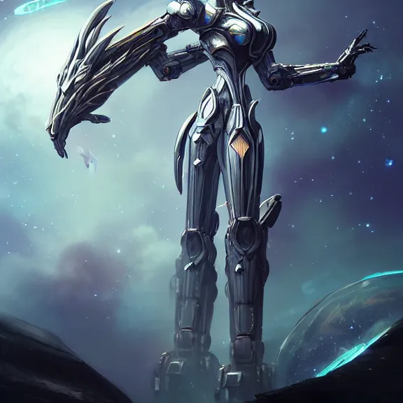 Image similar to giant stunning goddess shot, galactic sized beautiful hot anthropomorphic robot mecha female dragon, floating in space, larger than the planet, holding the earth in her arms, looming over earth, detailed sleek silver armor, epic proportions, epic scale, highly detailed digital art, sci fi, furry art, macro art, dragon art, goddess art, warframe fanart, destiny fanart, anthro, furry, giantess, macro, furaffinity, deviantart, 8k 3D realism