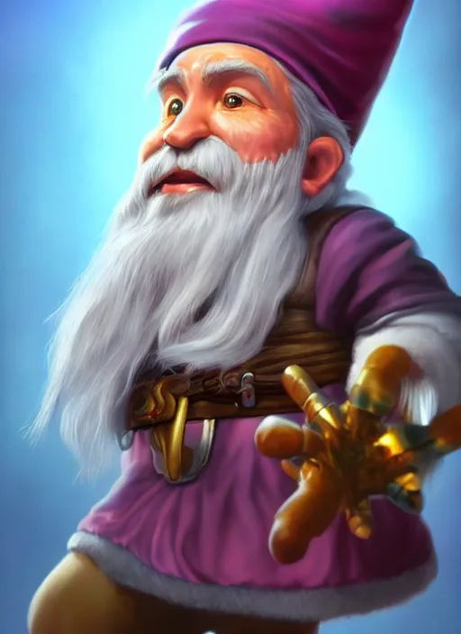 Prompt: a highly detailed and hyperrealistic airbrush painting of a gnome mage, trending on artstation, unreal 5, daz, hyperrealistic, world of warcraft, pathfinder, rpg, roleplay