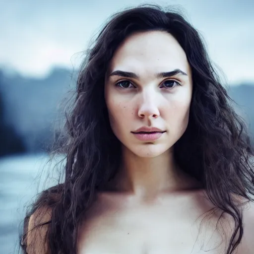 Prompt: a masterpiece portrait photo of a beautiful young woman who looks like an eskimo gal gadot, symmetrical face, random background scene