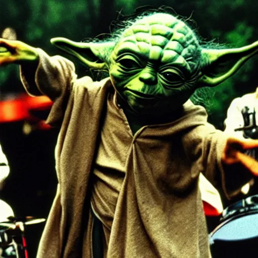 Image similar to yoda performing at woodstock