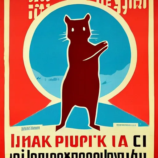 Image similar to a soviet propaganda poster warning people not to befriend squirrels