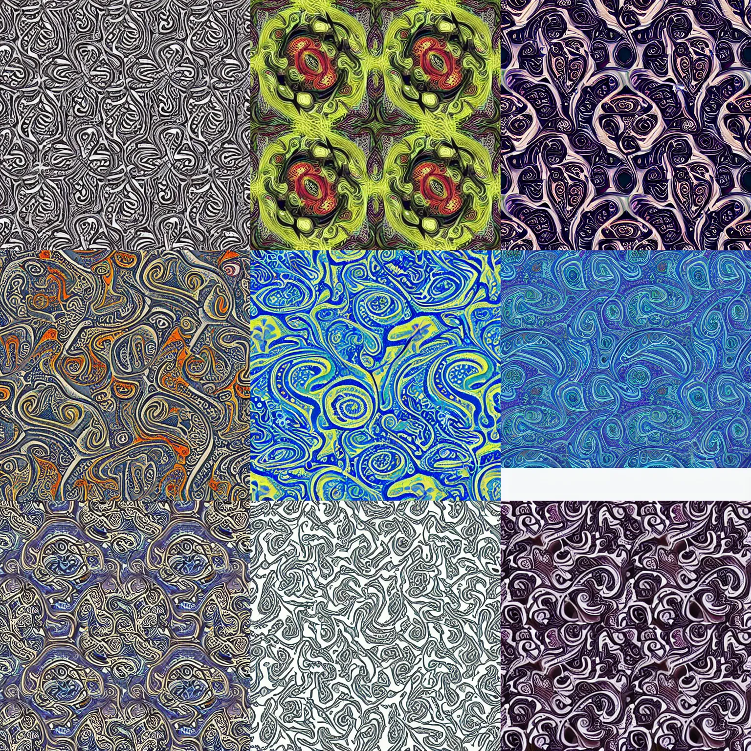 Prompt: fractal swirling maze paisley patterns