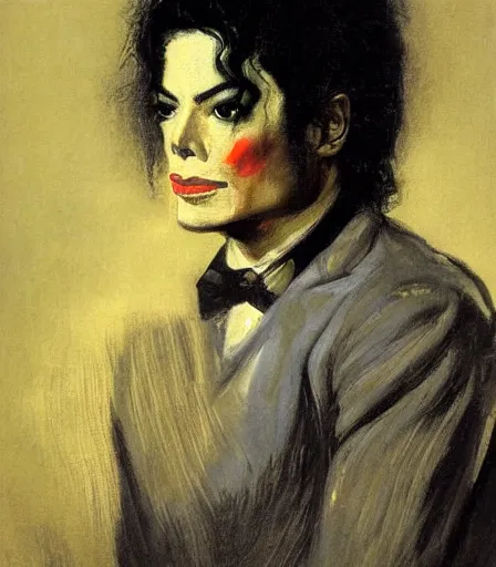 Prompt: portrait of michael jackson by george bellows, high quality, high detail