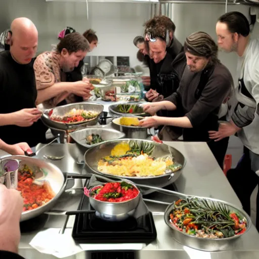 Prompt: DSRL picture of people creating Culinary sonic art