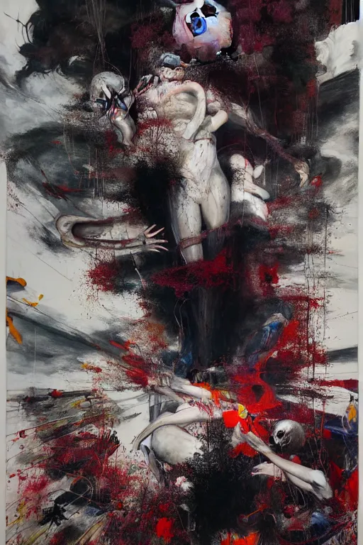 Image similar to the physical impossibility of death, in a brutalist designed space ship, hauntingly surreal, gothic, rich deep colours, painted by francis bacon, adrian ghenie, james jean and petra cortright, part by gerhard richter, part by takato yamamoto. 8 k masterpiece