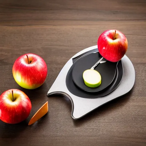 Image similar to set of balance scales with one apple in one side and one onion in the other