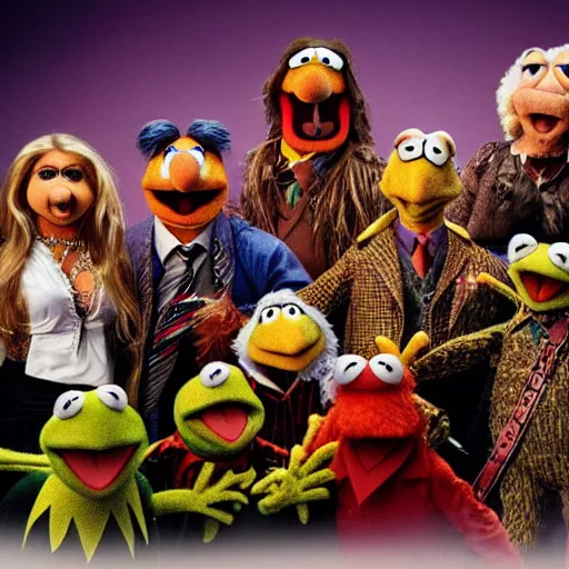 Prompt: the muppets in a satanic metal band, 4k, high-resolution photograph