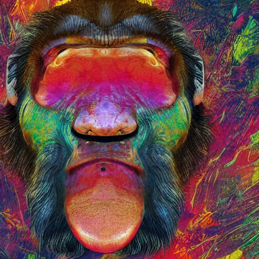 Image similar to stoned ape theory, psilocybin mushrooms, abstract, evolution