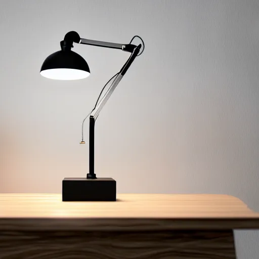 Image similar to a 3 d render of a beautiful desk lamp on a desk, 3 d render, octane render, 4 k