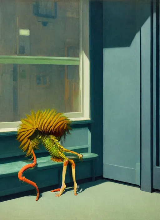 Prompt: a Hybrid organism which is part plant part animal and part machinery. Detailed, complementary color scheme. Studio photography. 8k. Photograph by edward hopper, by ray caesar