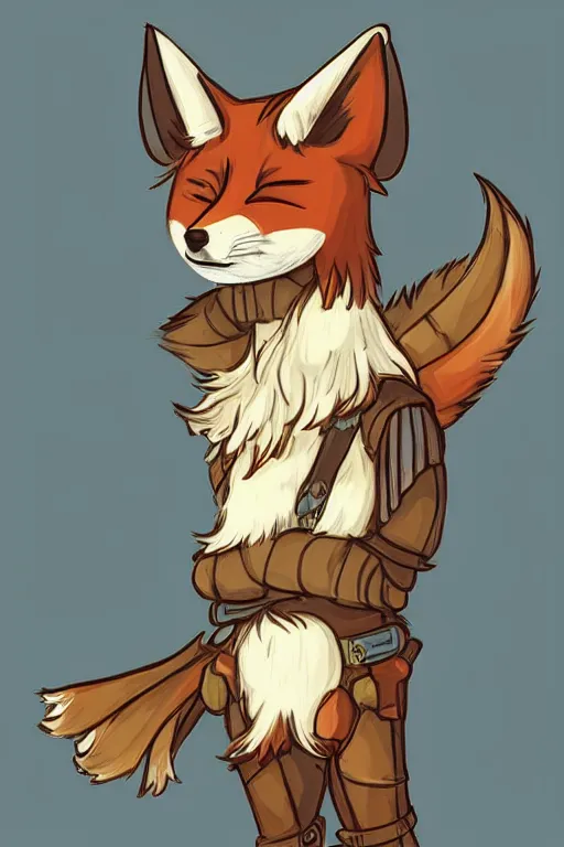 Image similar to a medieval anthropomorphic fox with a fluffy tail, comic art, trending on furaffinity, cartoon, kawaii, backlighting, furry art!!!, cool shading, concept art