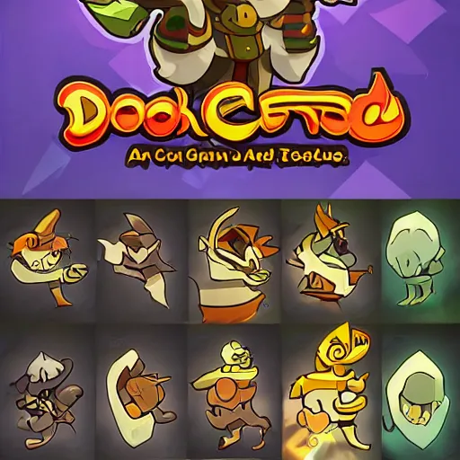 Image similar to a card of a new dofus online game. Full card, card game , design, card , art station