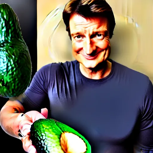 Image similar to avocado as nathan fillion