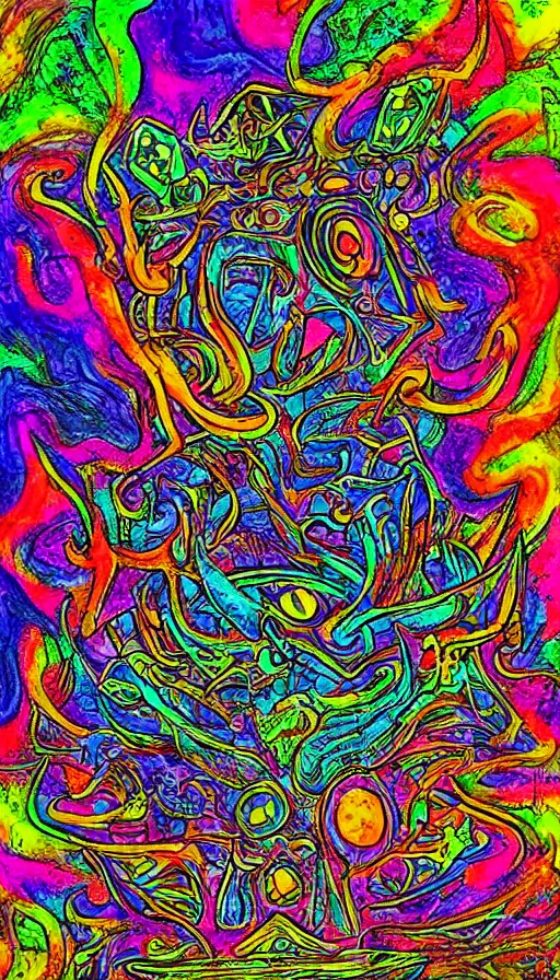 Image similar to psytrance artwork, by schizophrenia patient