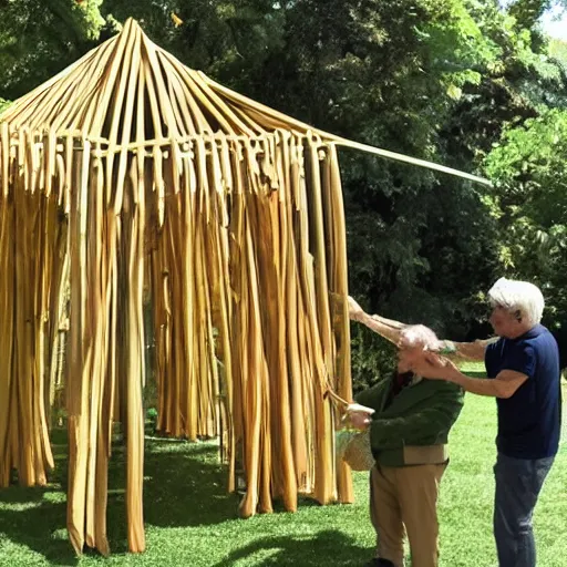 Prompt: Yoda using the force to put together a sukkah, sukkot, shelter