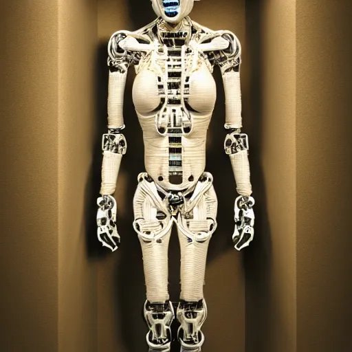 Image similar to robotic mummy, hyper realistic, highly detailed, cinematic lighting, octane render