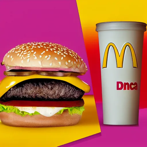 Prompt: mcdonald's dna burger promotional poster