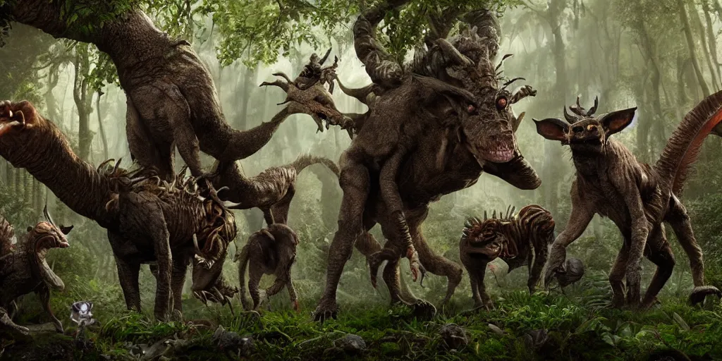 Prompt: a creature fauna animal, lowbrow, 8 k, matte painting, fantasy, avatar movie