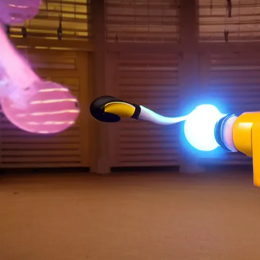 Image similar to Video footage of the portal gun from portal 2 in real life, photograph