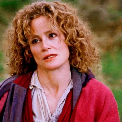 Prompt: elizabeth shue as a hobbit