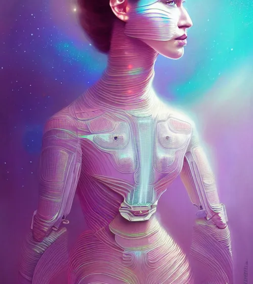 Image similar to portait of mark zuckerberg Mexican pearlescent interstellar Goddess wearing a futuristic slim dress exposed in cryo chambers by James Jean, pink and white theme, intricate, elegant, highly detailed, centered, digital painting, artstation, concept art, smooth, sharp focus, illustration, by Peter Mohrbacher,