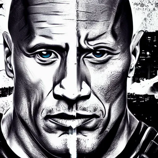 Image similar to Dwayne Johnson as the punisher digital art 4k detailed super realistic