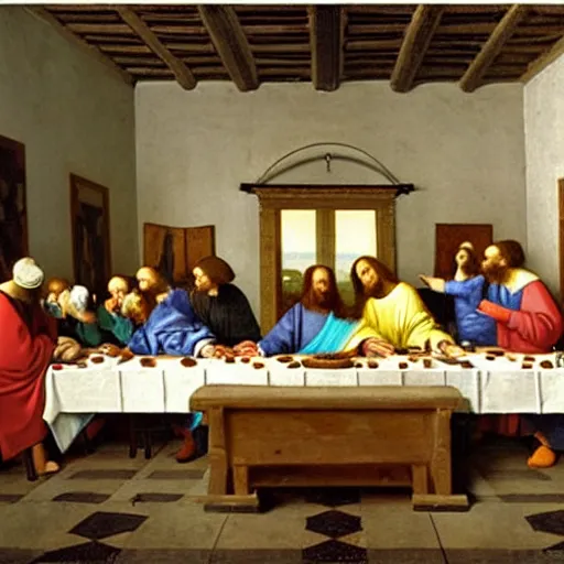 Image similar to the last supper, painted by johannes vermeer