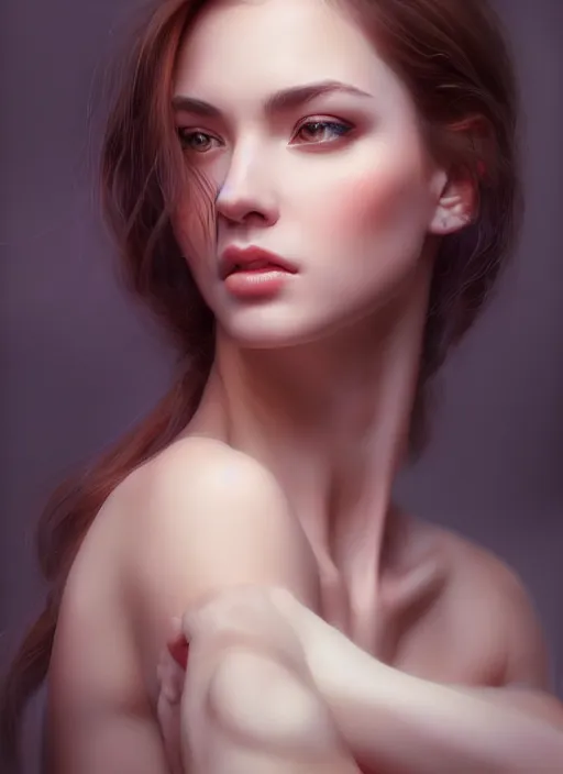 Image similar to photo of a gorgeous young woman in the style of stefan kostic, realistic, sharp focus, 8k high definition, insanely detailed, intricate, elegant, art by stanley lau and artgerm