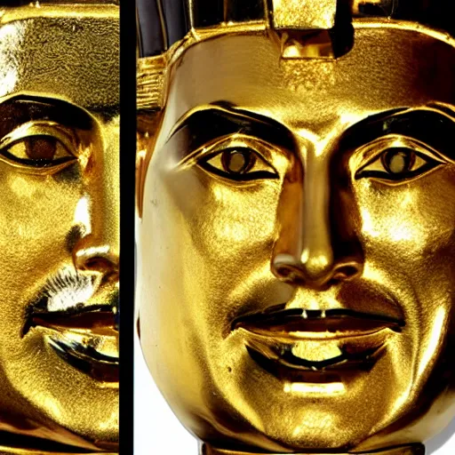 Image similar to ( steve jobs ) gold king tut mask