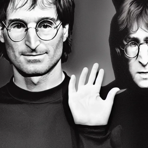 Prompt: Steve Jobs, John Lennon, and Harry Potter