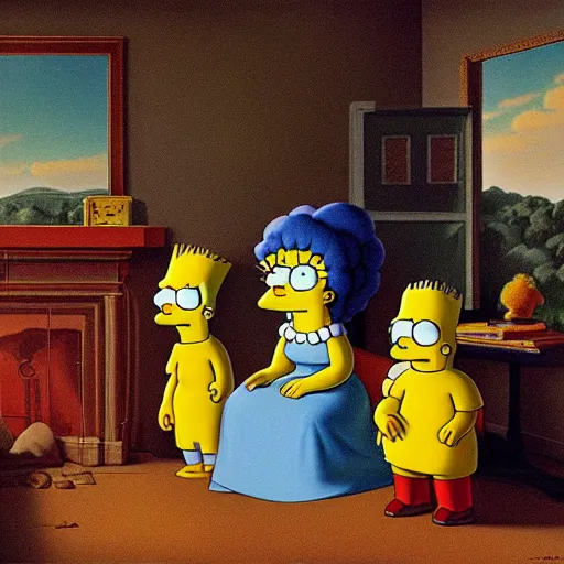 Prompt: the simpsons by jacques - louis david