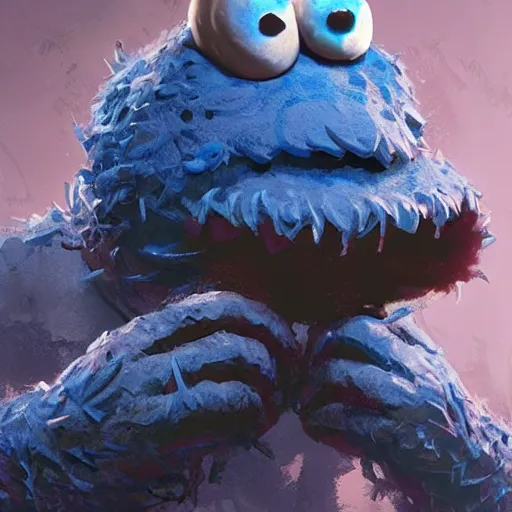 Prompt: a eldritch god as cookie monster, lovecraftian, evil, craig mullins